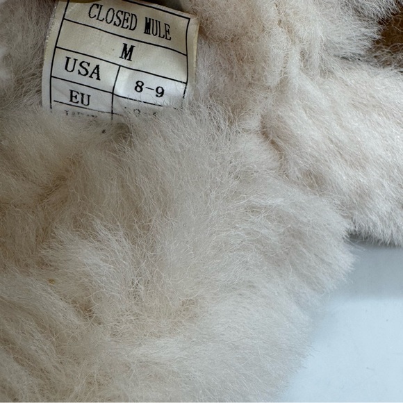 Australia Luxe Collective Sheep Fur Happy Face Closed Toe Mule Leather Slippers - Picture 9 of 10